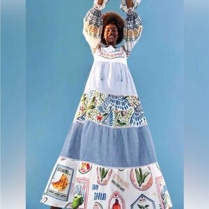 NWT Farm Rio Pineapple Beach Embroidered Maxi Dress